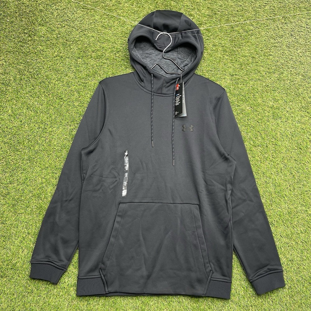 Under Armour Coldgear Hoodie Mens Medium Black Therma Fit Sweatshirt NWT